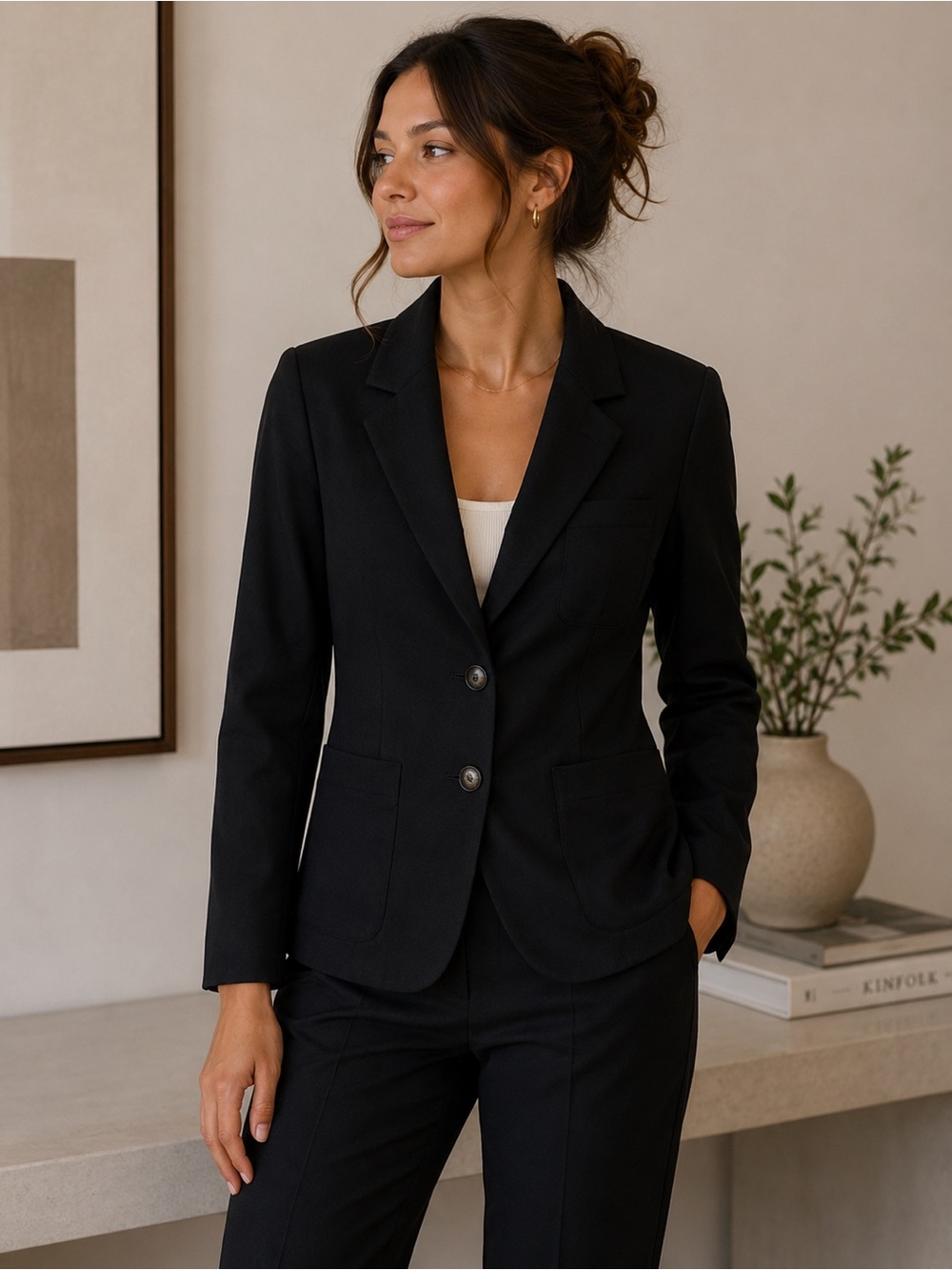 Talula Black Wool Blend Minimalist Structured Blazer Size 0 Office Workwear